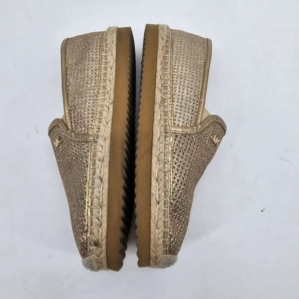 Michael Michael Kors  Kendrick Slip On Leather Espadrille, Gold, Womens Size 7